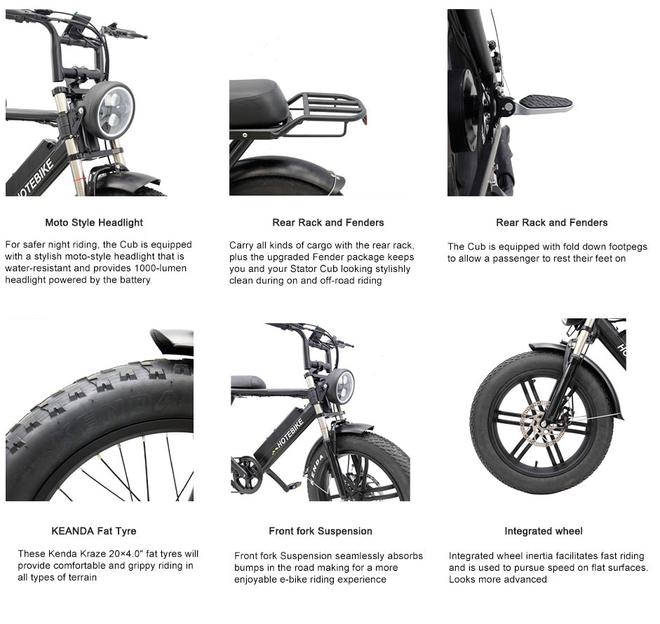 HOTEBIKE S731M – 20" Folding Fat Tyre Electric Bike