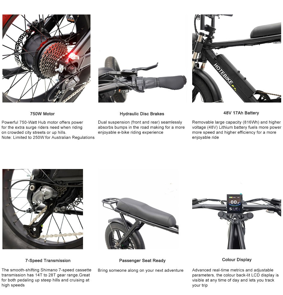 HOTEBIKE S731M – 20" Folding Fat Tyre Electric Bike