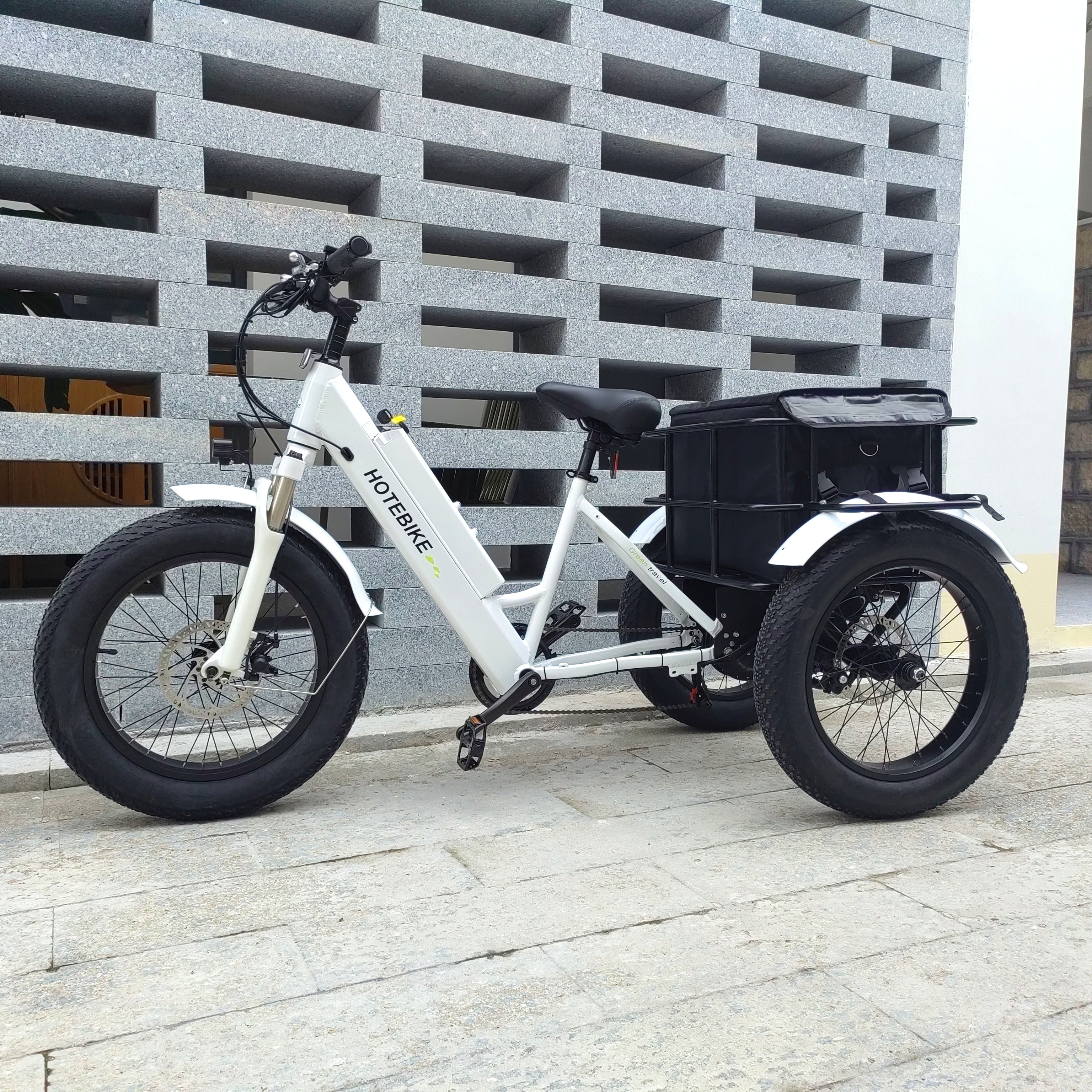 Electric Cargo Tricycle – 20" Fat Tyre E-Bike with Spacious Rear Basket for Ultimate Utility ET20F White