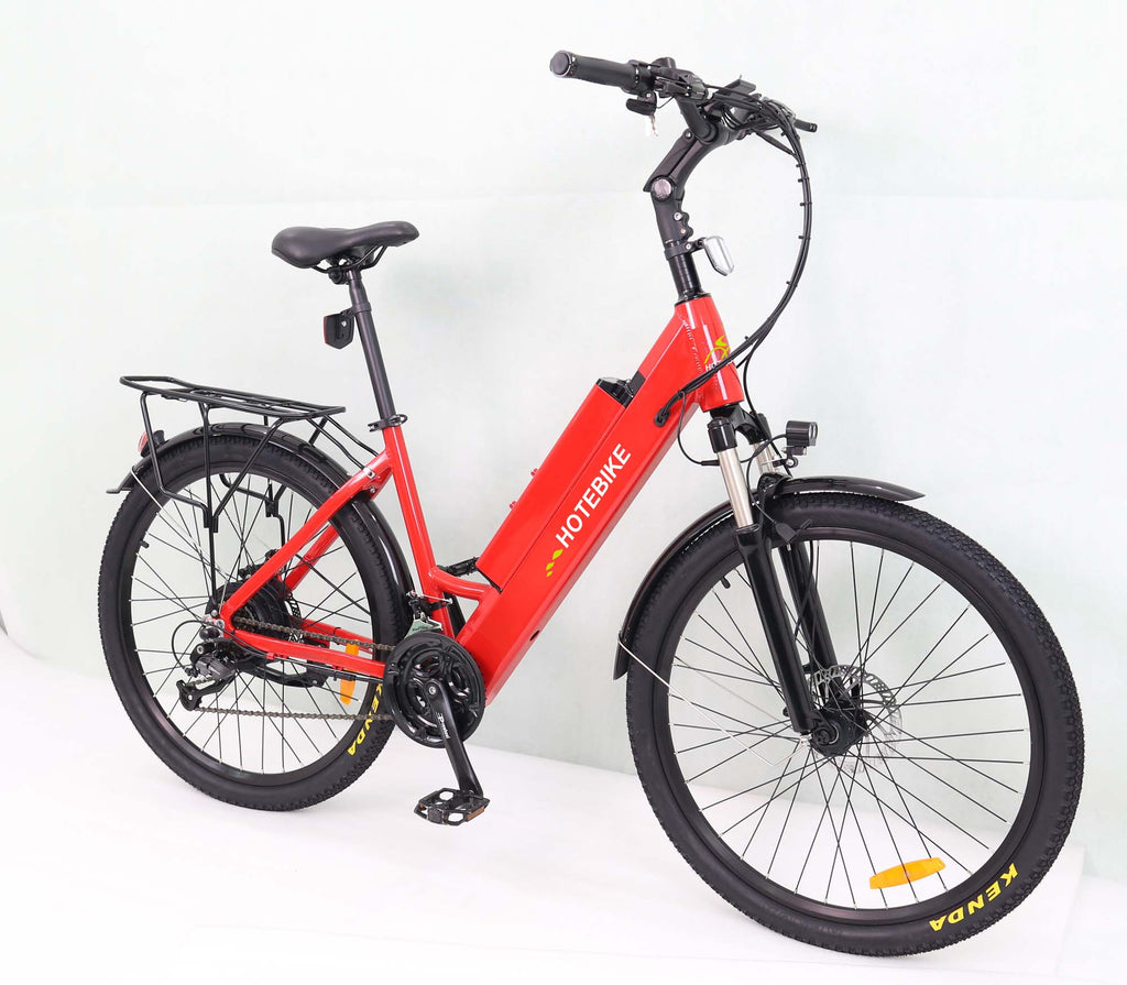 Ride Easy, Ride Stylish – The City Slicker Step-Through E-Bike, Model A5AH26 Red