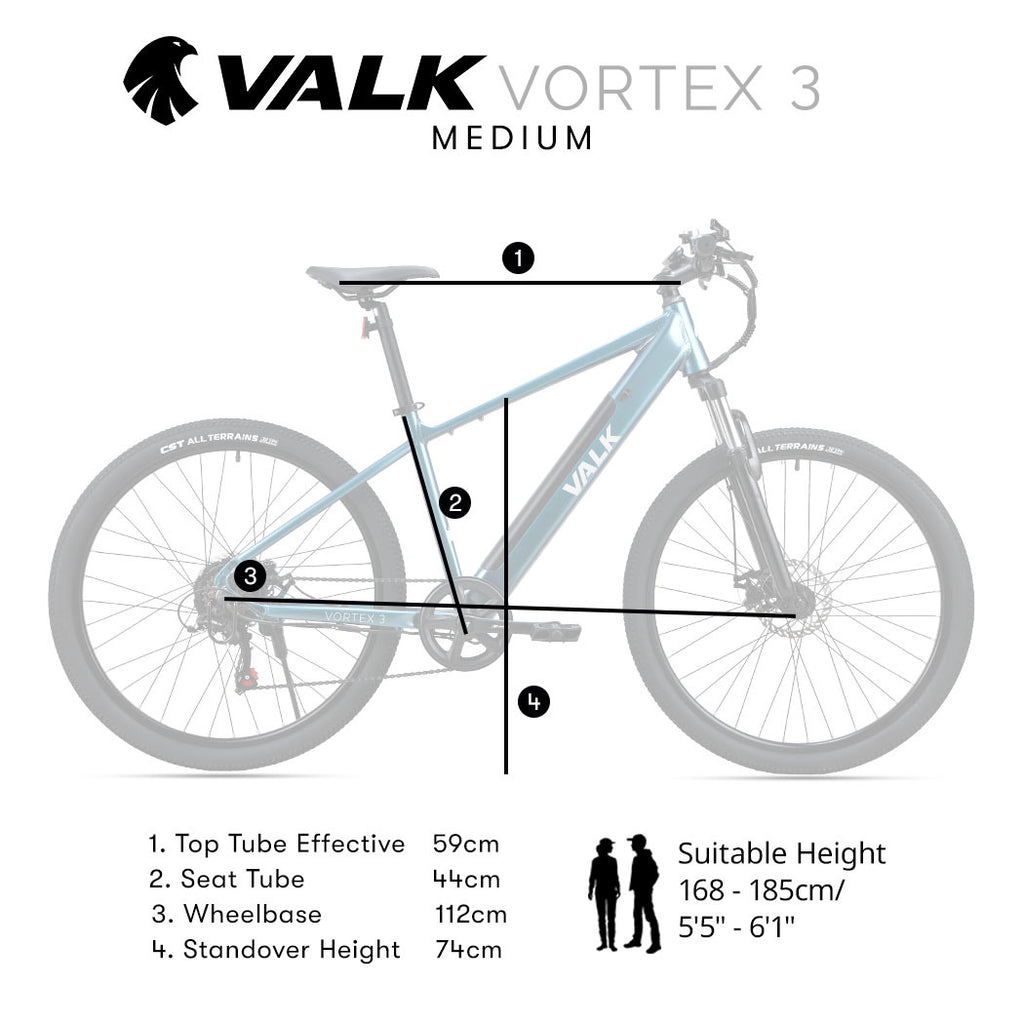 VALK Vortex 3 Electric Bike, Medium Frame Mountain ebike, Metallic Teal
