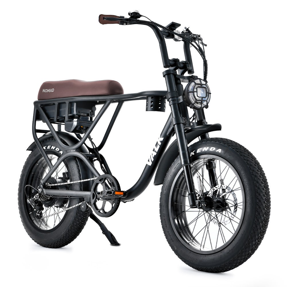 VALK Nomad Electric Fat Tyre Bike, 500W, 45km/hr, Throttle ebike, 20x4" Kenda Tyres, Shimano 7 spd, Suspension, Black
