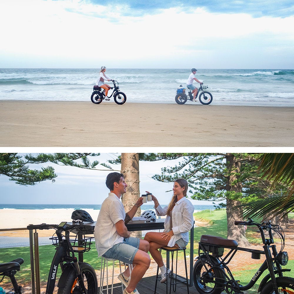 VALK Nomad Electric Fat Tyre Bike, 500W, 45km/hr, Throttle ebike, 20x4" Kenda Tyres, Shimano 7 spd, Suspension, Black