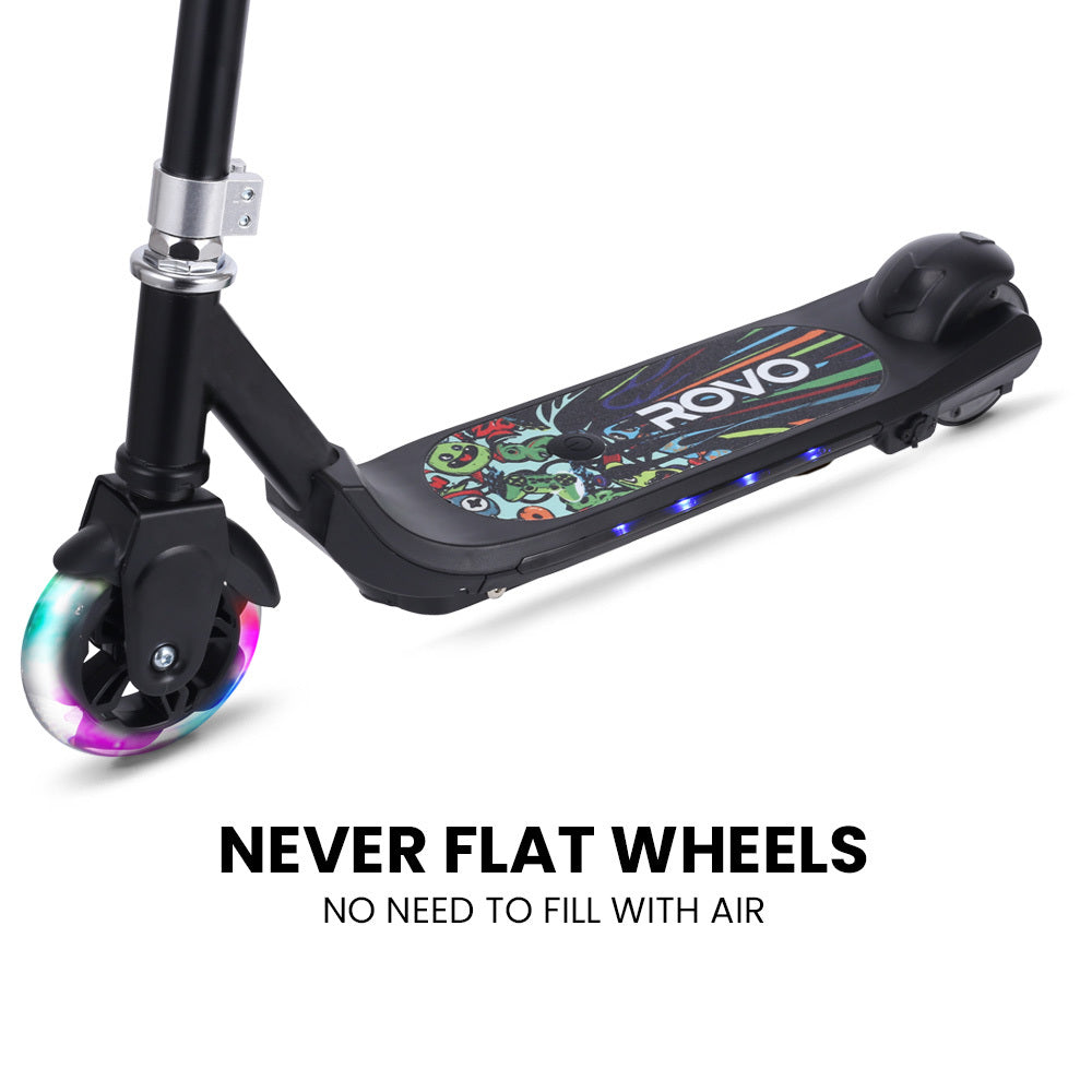 ROVO KIDS WhizKid Electric Scooter, Ages 5-11, Adjustable Height, Lithium Battery, Brushless Motor, Black