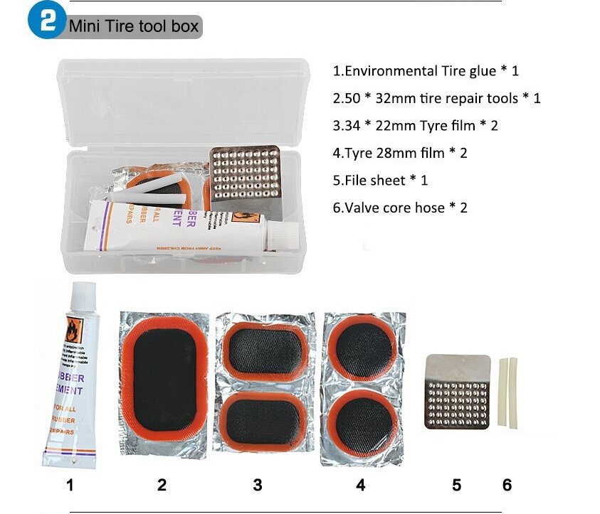 14pcs Bicycle Repair Tool Kit, Bag Strap to Frame