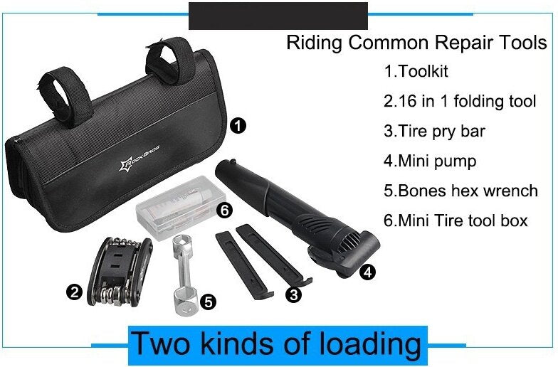14pcs Bicycle Repair Tool Kit, Bag Strap to Frame