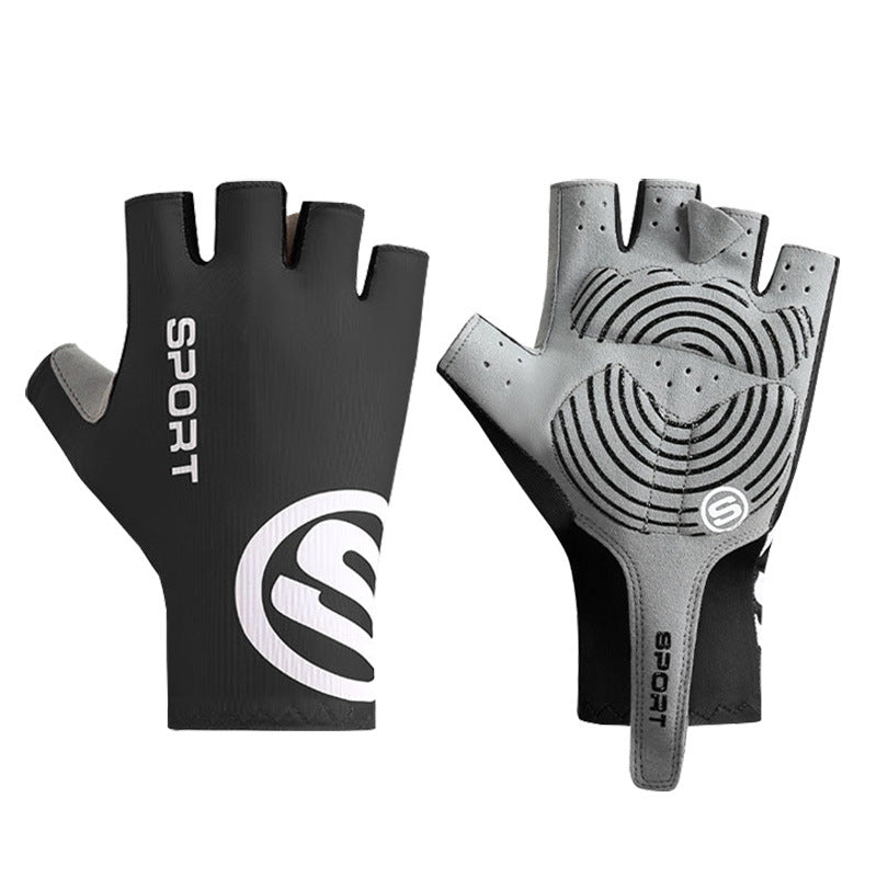 Size XL Black Breathable Half-Finger Cycling Gloves - Anti-Slip, Shockproof, and Durable for Men & Women