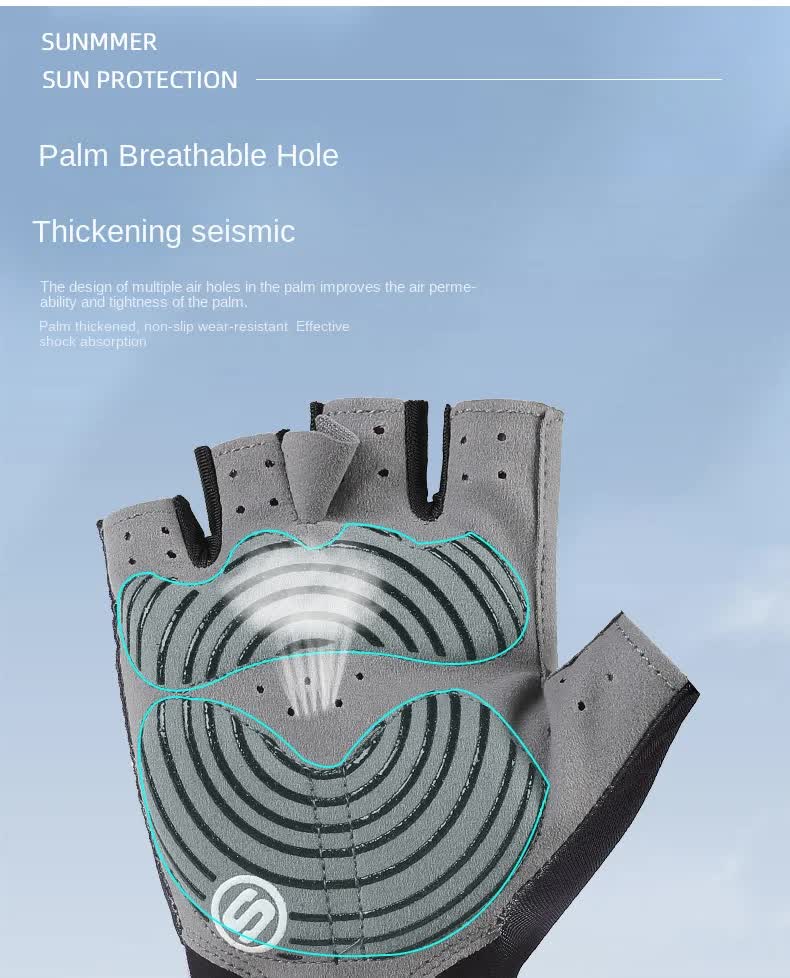 Size L Red Breathable Half-Finger Cycling Gloves - Anti-Slip, Shockproof, and Durable for Men & Women