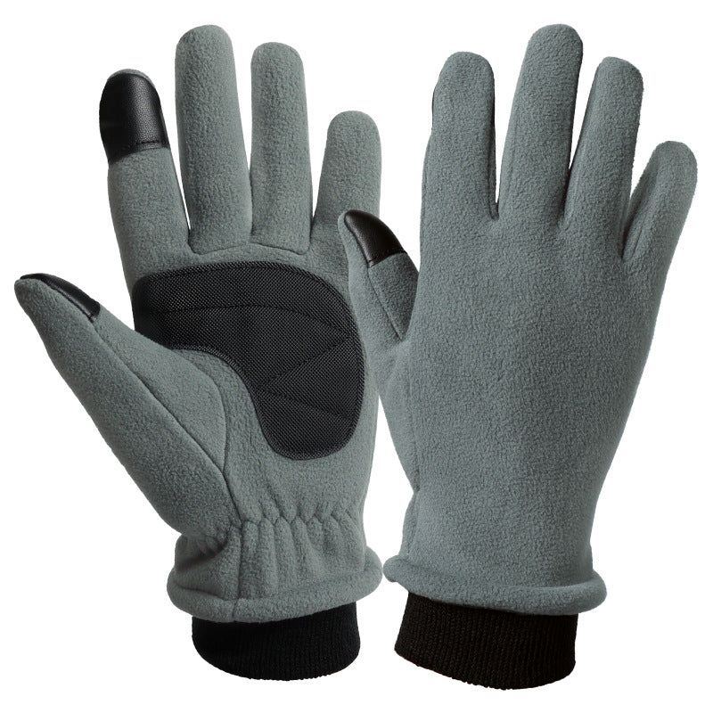 M Grey Warm Windproof Touchscreen Gloves - Anti-Slip Grip for Winter Cycling & Outdoor Sports
