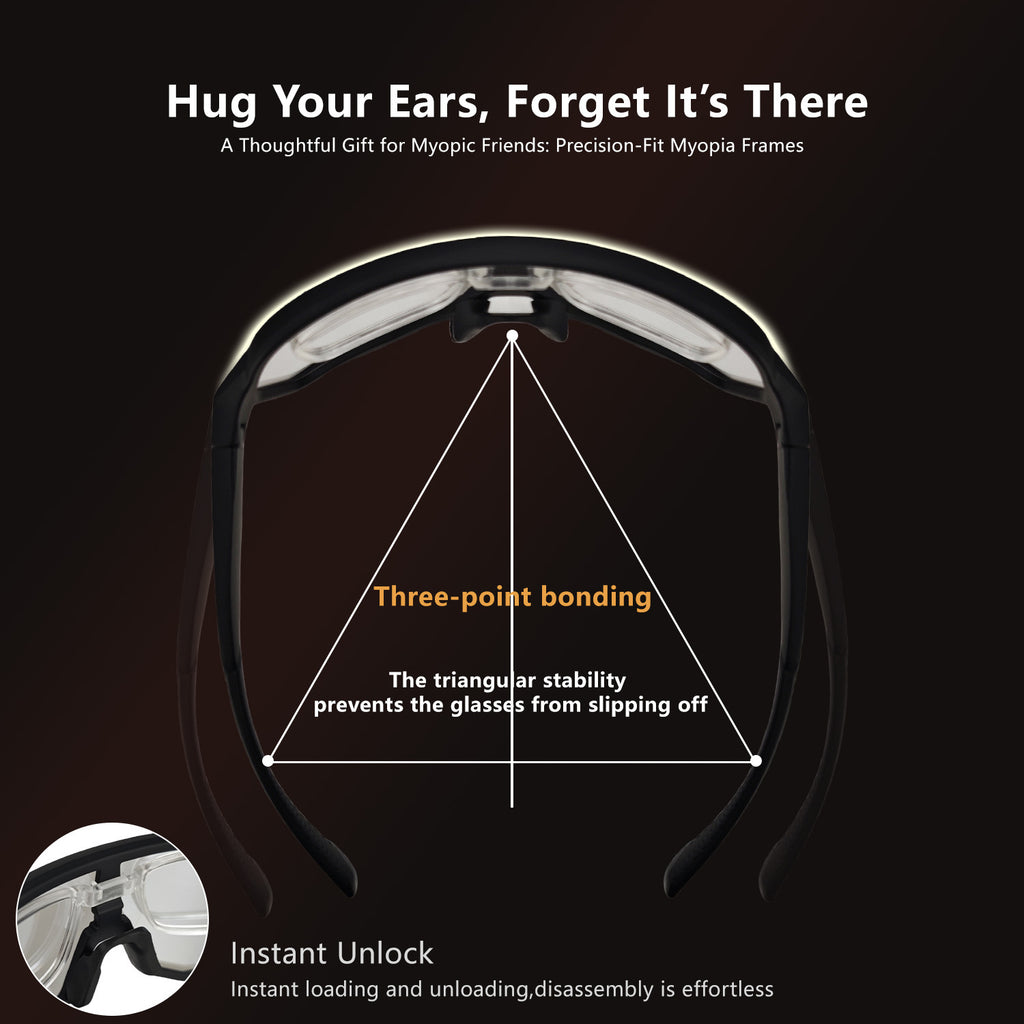 Black frame and photochromic silver lenses Photochromic Cycling Sunglasses - Lightweight TR90 Frame, HD Vision for Road Biking & Running