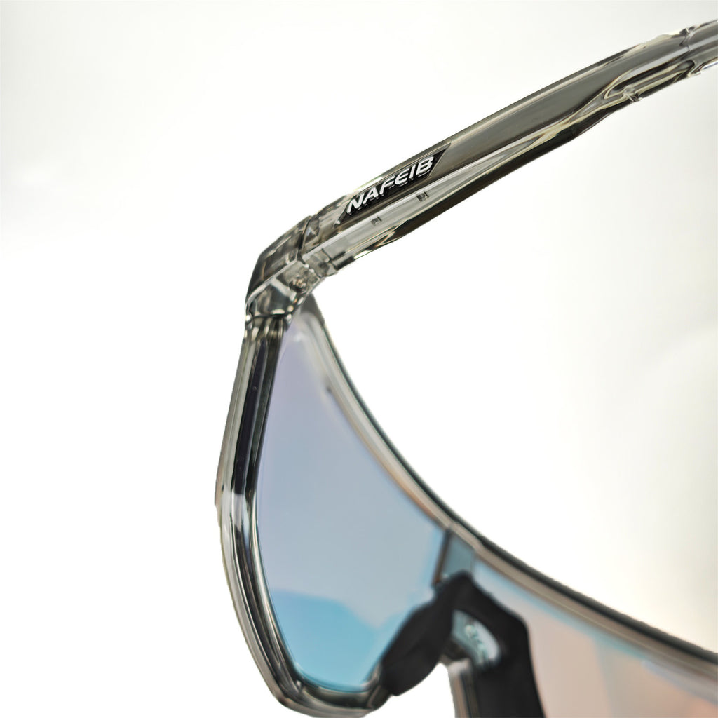 Black frame and photochromic silver lenses Photochromic Cycling Sunglasses - Lightweight TR90 Frame, HD Vision for Road Biking & Running