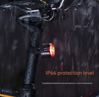 Black and Red Smart Bike Tail Light - Auto Brake Sensing, 6 Modes, USB-C Rechargeable,