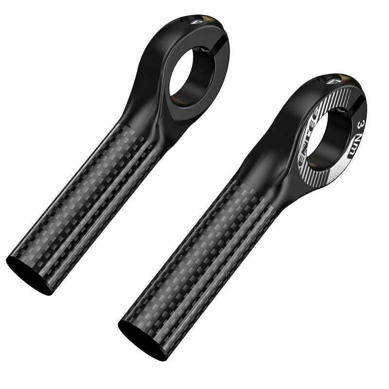 Black Ultralight Carbon Fiber Bicycle Bar Ends - Ergonomic Anti-Slip Grips for MTB & Hybrid Bikes (22.2mm)
